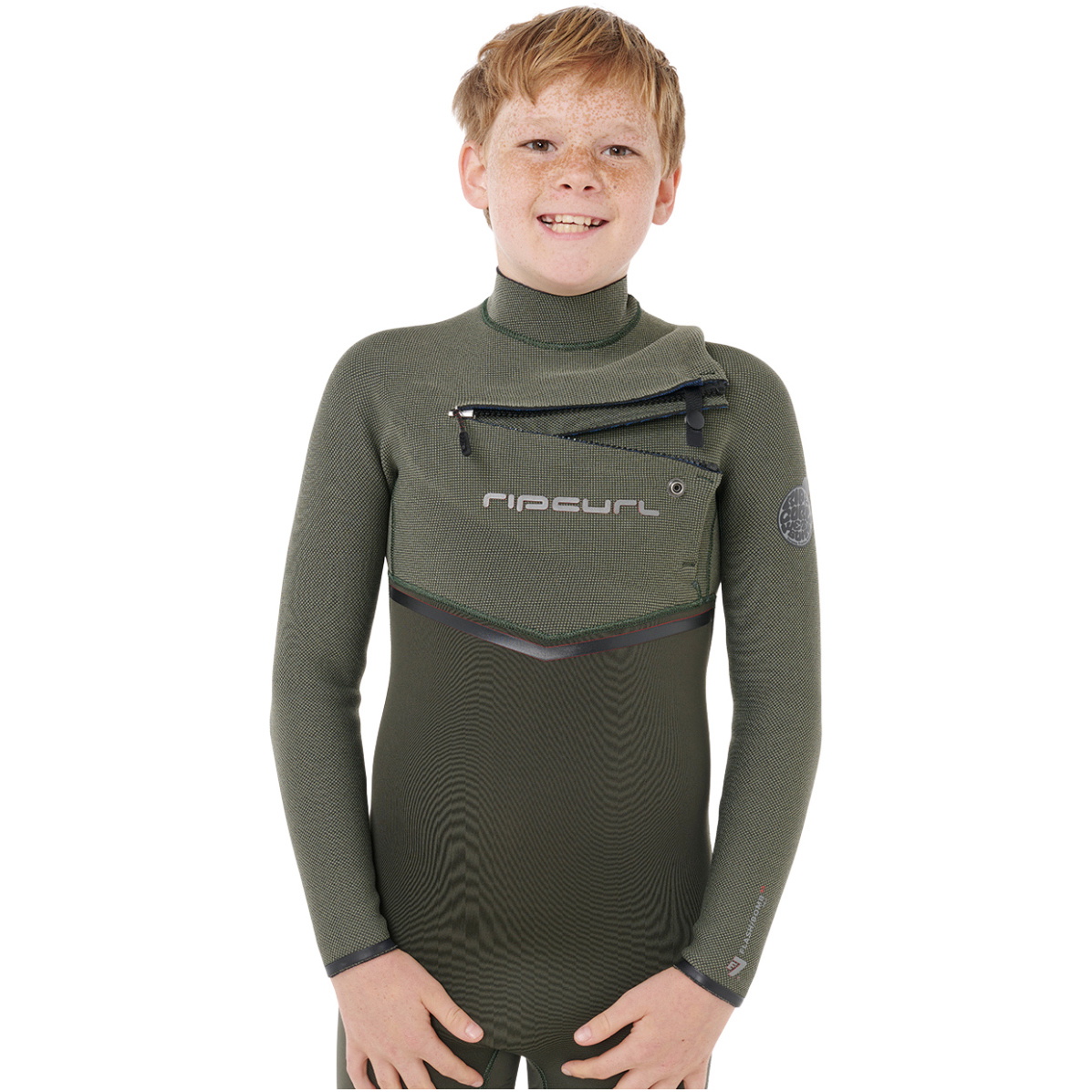 2026 Rip Curl Junior Flashbomb Pro 4/3mm Chest Zip Våtdräkt 14JBFS Deep Cactus